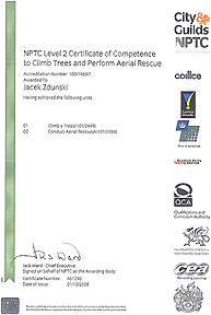 NPTC Level 2 Certificate of Climb Trees and Perform Aerial Rescue